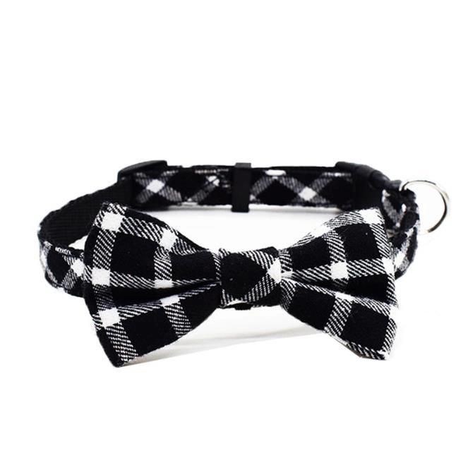 Adjustable Unique Style Plaid Print Bow Tie Dog Collar for Dogs and Cats