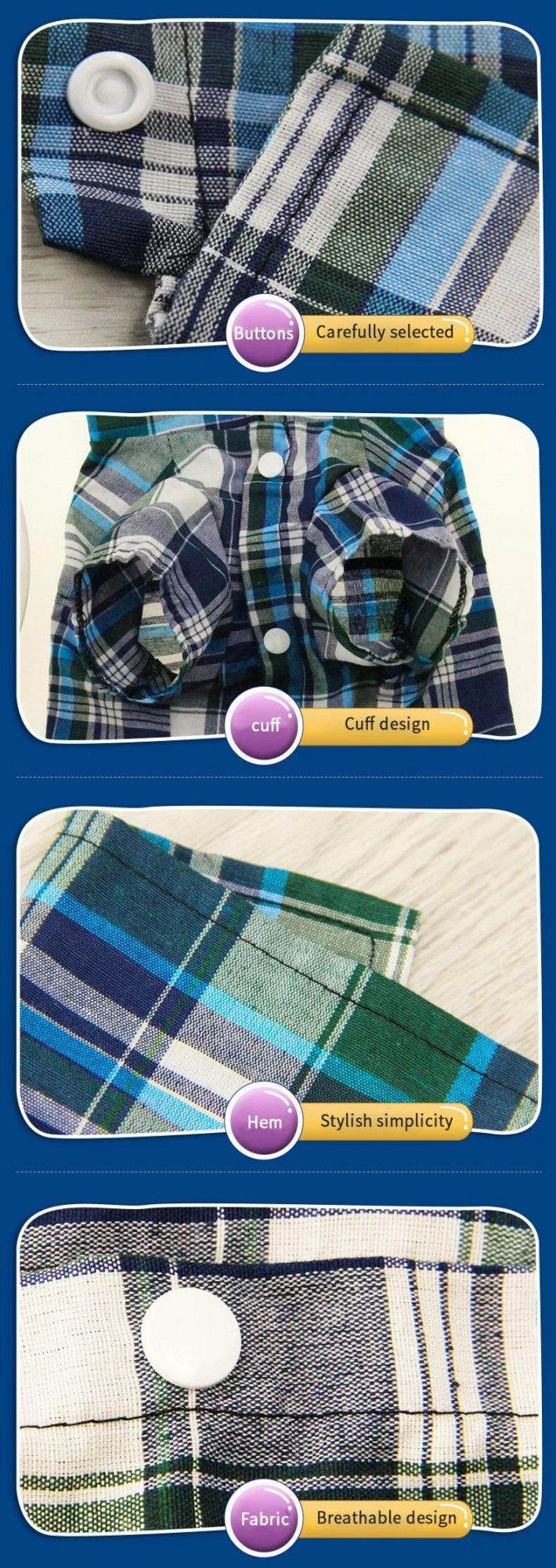Wholesale Plaid Pet Cat Summer Clothes Dog T Shirt Turndown Collar Dog Shirt