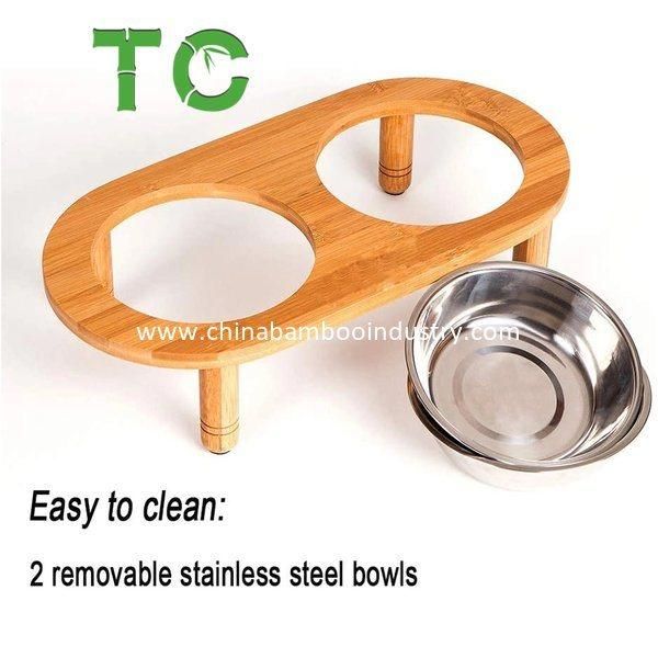 Wholesale Elevated Dog Pet Feeder Raised Dog Bowls Cat Food Stand with 2 Stainless Steel Bowls Small Dog Bowls Elevated Pet Feeder Bowl