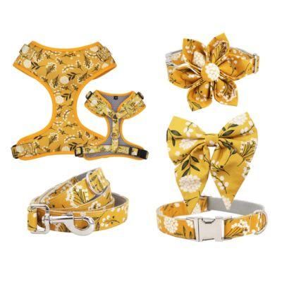 New Arrival Pet Chest Metal Accessories Dog Harness Leads Pet Harness and Leashes Set Collar with Bowtie