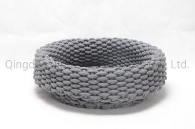 Factory Wholesale Simple and Portable Basket Cotton Woven Grey Pet Bed Dog Bed Cat Bed