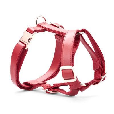 Custom Luxury Brand Adjustable Pet Puppy PU Faux Leather Vegan Leather Dog Harness
