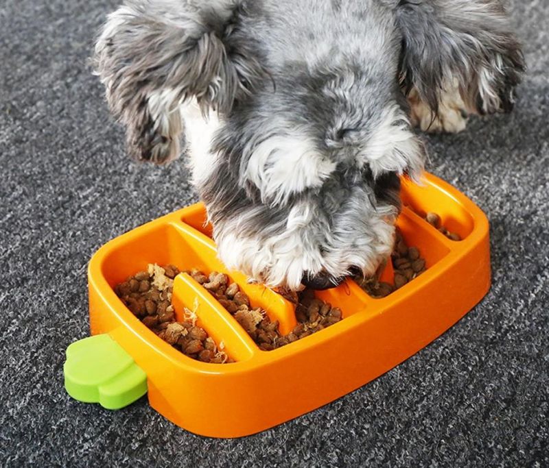 New Design! Carrot Shape Dog Food Bowl, Dog Slow Feeder Bowl