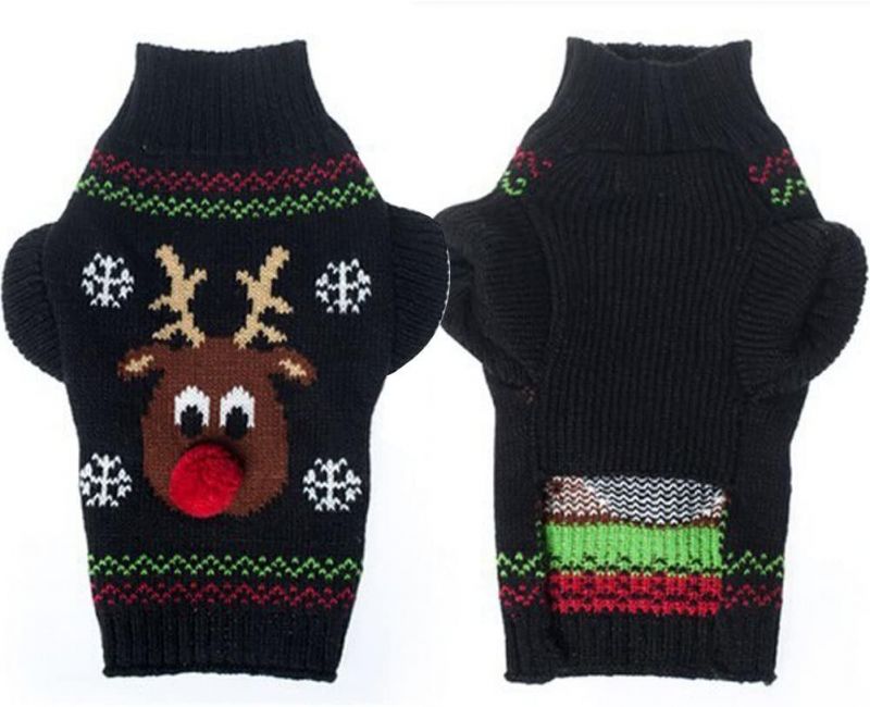 Dog Sweaters Christmas Cartoon Reindeer Pet Cat Winter Knitwear Warm Clothes