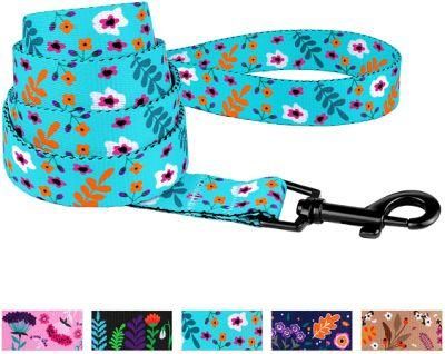 Floral Dog Leash Nylon Pattern Flower Print Adjustable Pet Leashes for Dogs Small Medium Large Puppy