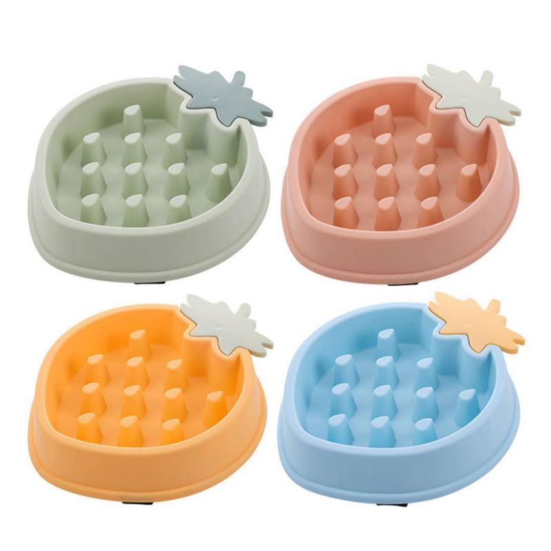 Pet Dog Slow Food Bowl Fat Non-Slip Multiple Colors Shapes