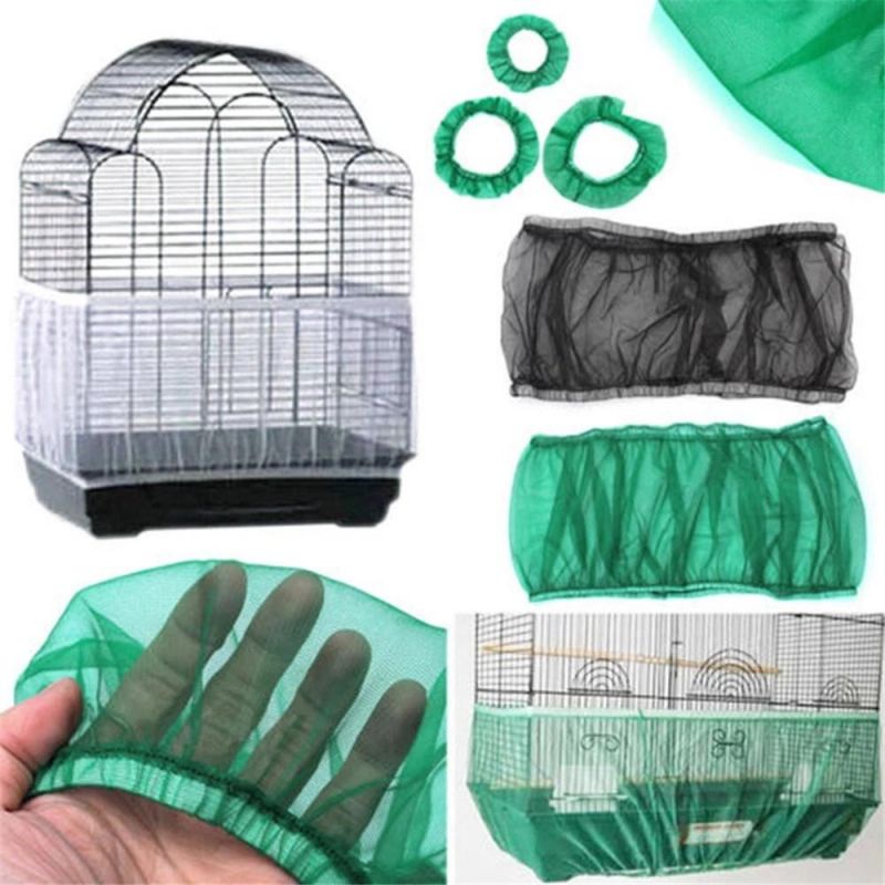 Nylon Mesh Parrot Cover /Soft Easy Cleaning Nylon Airy Fabric Mesh Bird Cage Cover Seed Catcher Guard