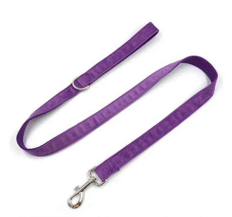 Pet Supplies Factory Best Price High End Dog Collars Puppy Training Collars Soft Purple Velvet Dog Leash Bow Tie