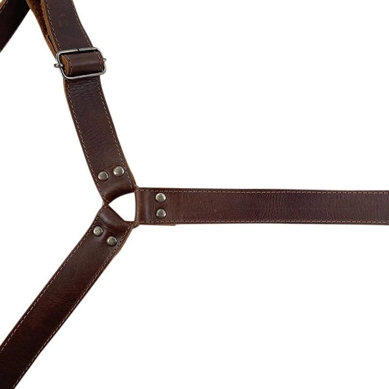 Comfortable Adjustable Full Grain Leather Dog Harness with Heavy Duty Metal and Handle for Large Dog Breeds