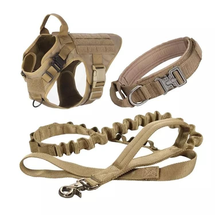 Heavy Duty Custom Designer Adjustable Luxury Fancy Fashion Tactical Harness Service Dog Collar and Leash Set