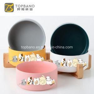 New Ceramic Double Dog Bowl Pet Food Bowl Cat and Dog Feeder From Topbano