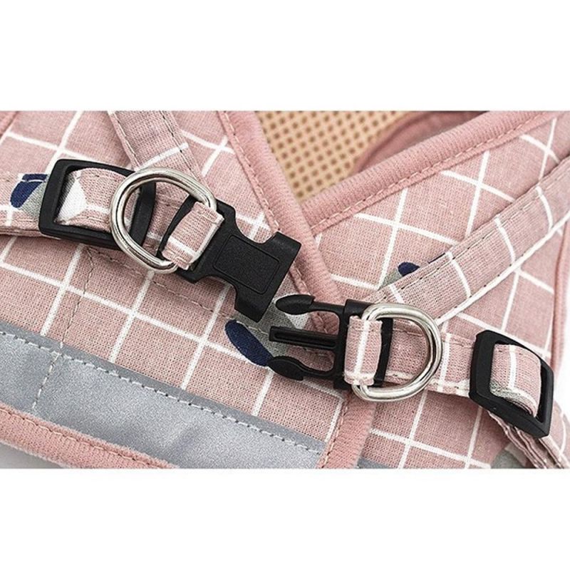 Dog Harness Vest No Pull Adjustable Dog Leash Soft Breathable Plaid Dog Harness