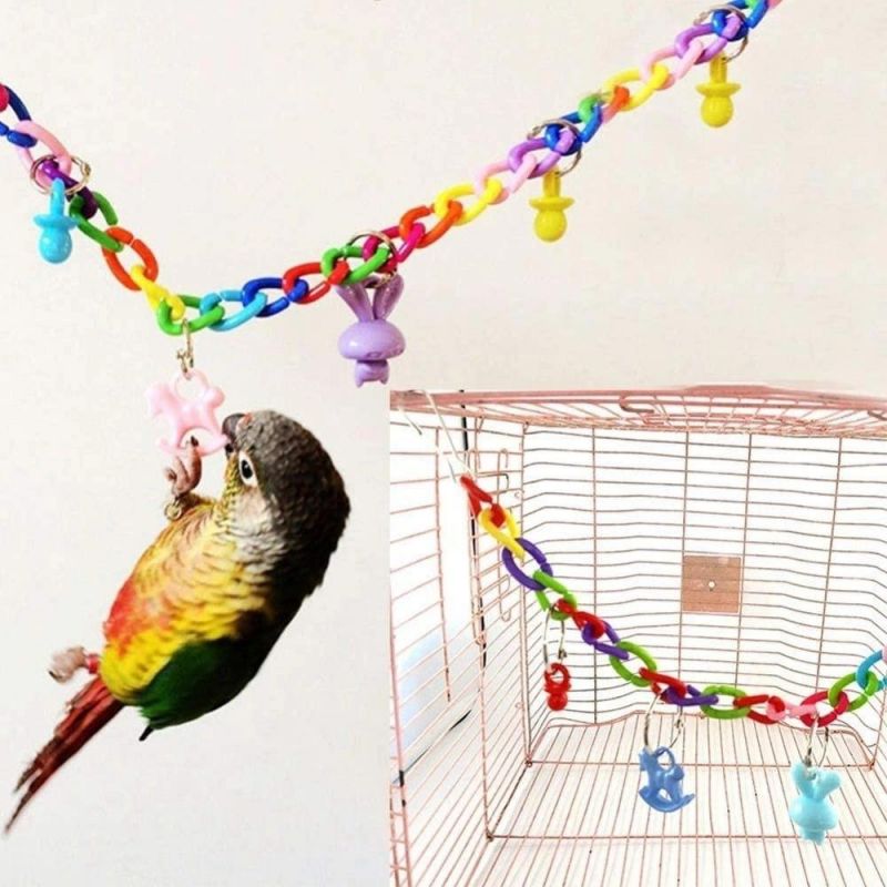 Small Parakeets Love Birds Cockatiels Swing Toys Climbing Ladders Chewing Hanging Bell