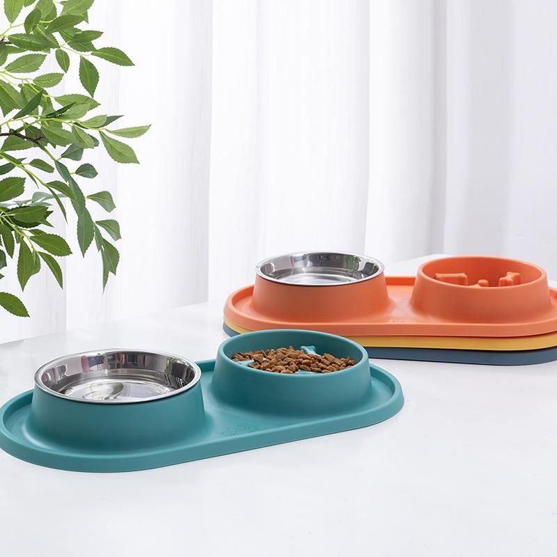 Pet Supply Durable Pet Dog Cat Double Bowl Colorful Pet Products