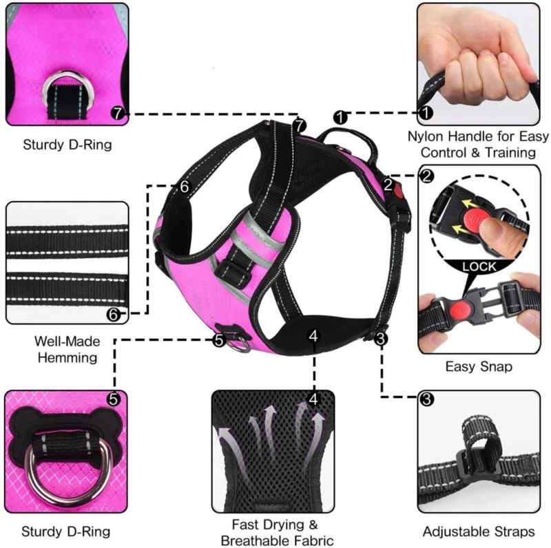 Reflective Dog Harness with Breathable Mesh Lining with Soft Sponge Padding Plate