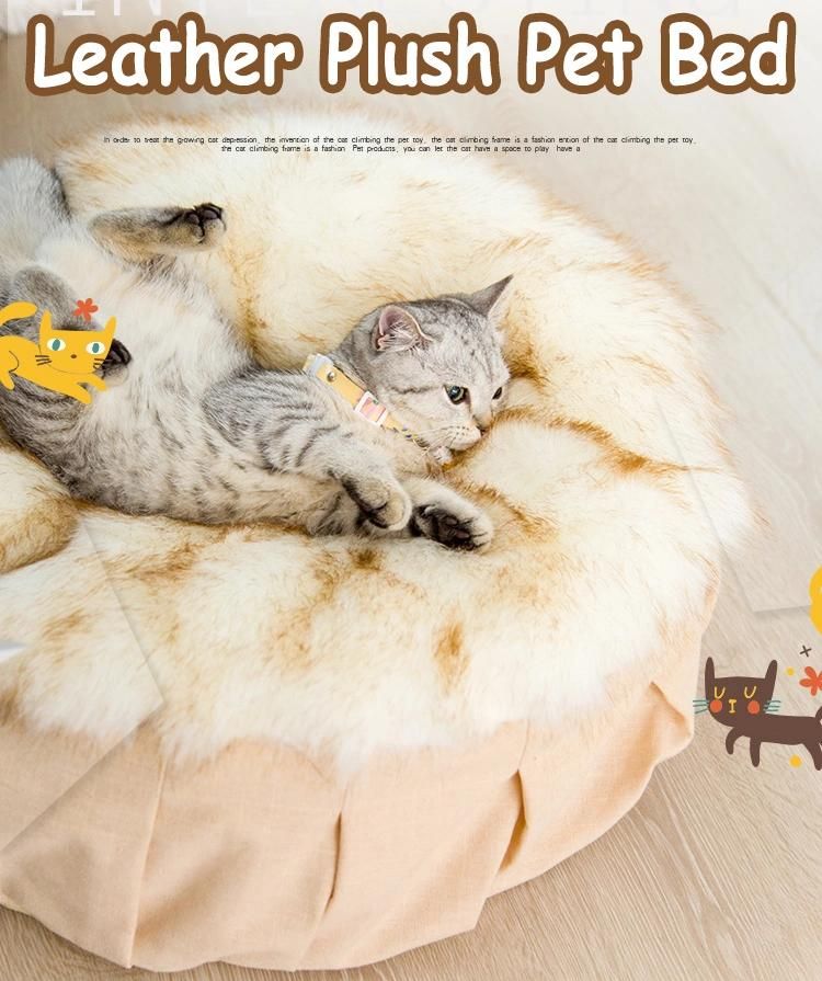 Wholesale Super Soft Comfortable Pet Beds with Faux Fur Cover Cat Mattress Round Pet Bed Dog Cushion