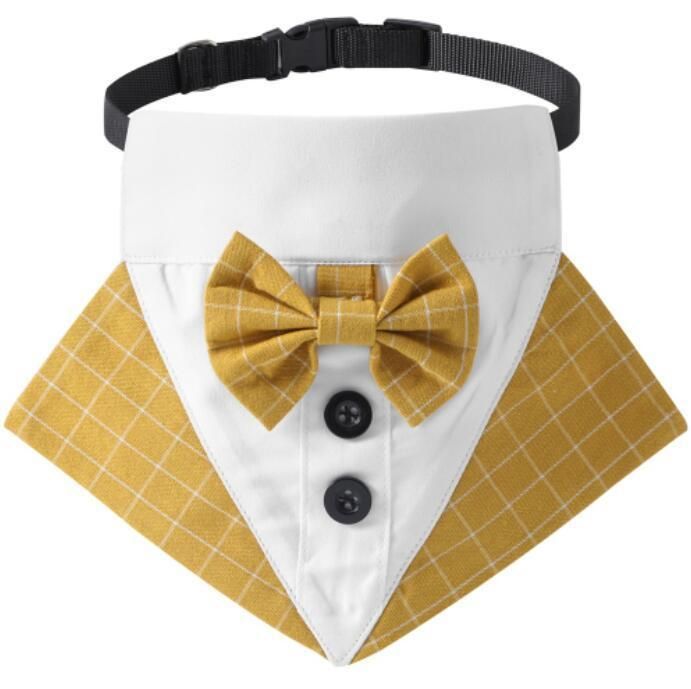 Formal Dog Tuxedo Wedding Dog Bandana Collar with Bow Tie Adjustable Dog Bowtie Collar Bandana for Small Medium Large