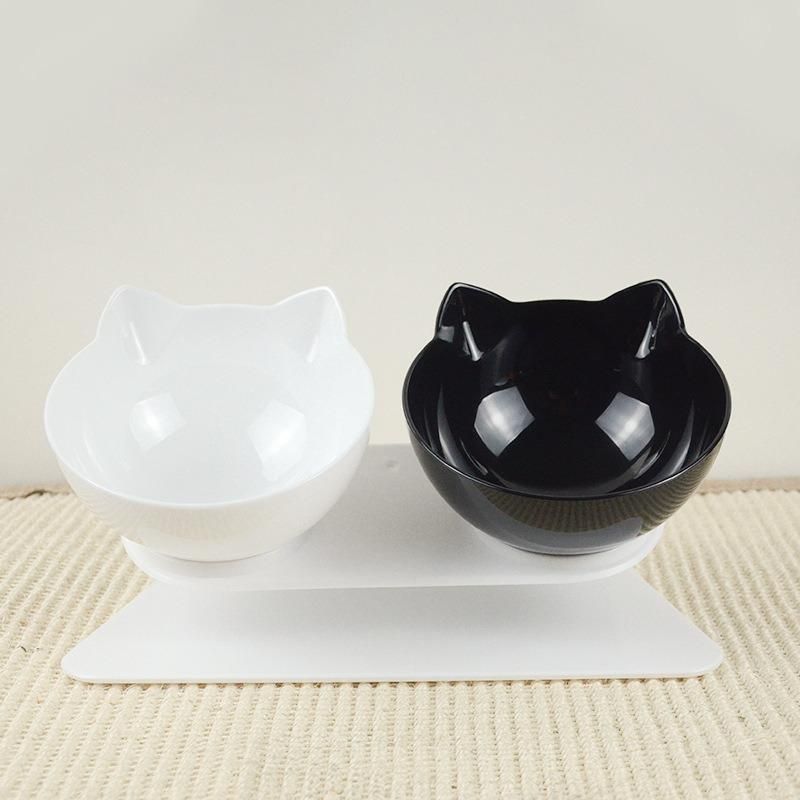 Non-Slip Double Cat Bowl Dog Bowl with Stand Pet Feeding