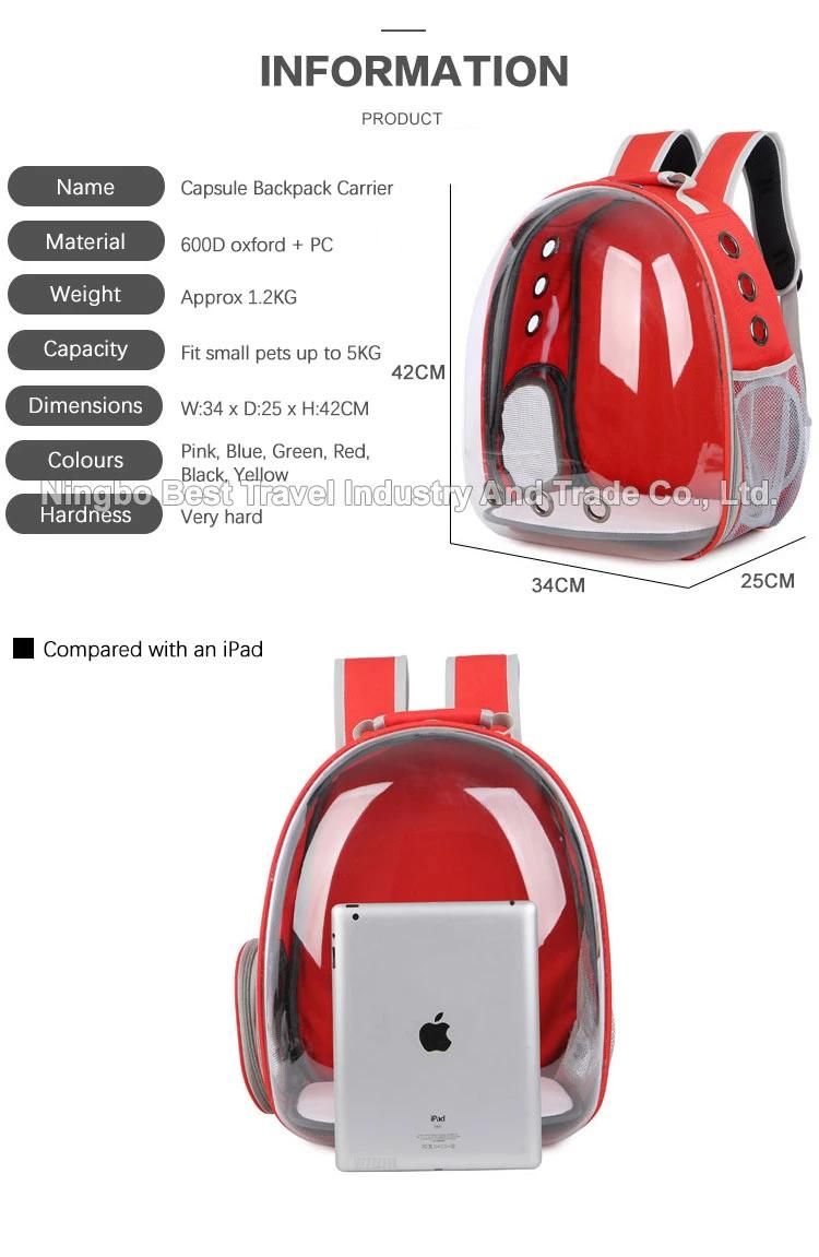 Airline-Approved Travel Cats and Dog Puppies Bubble Backpack Transparent Capsule Ventilated Small Pet Backpack Bag Carrier