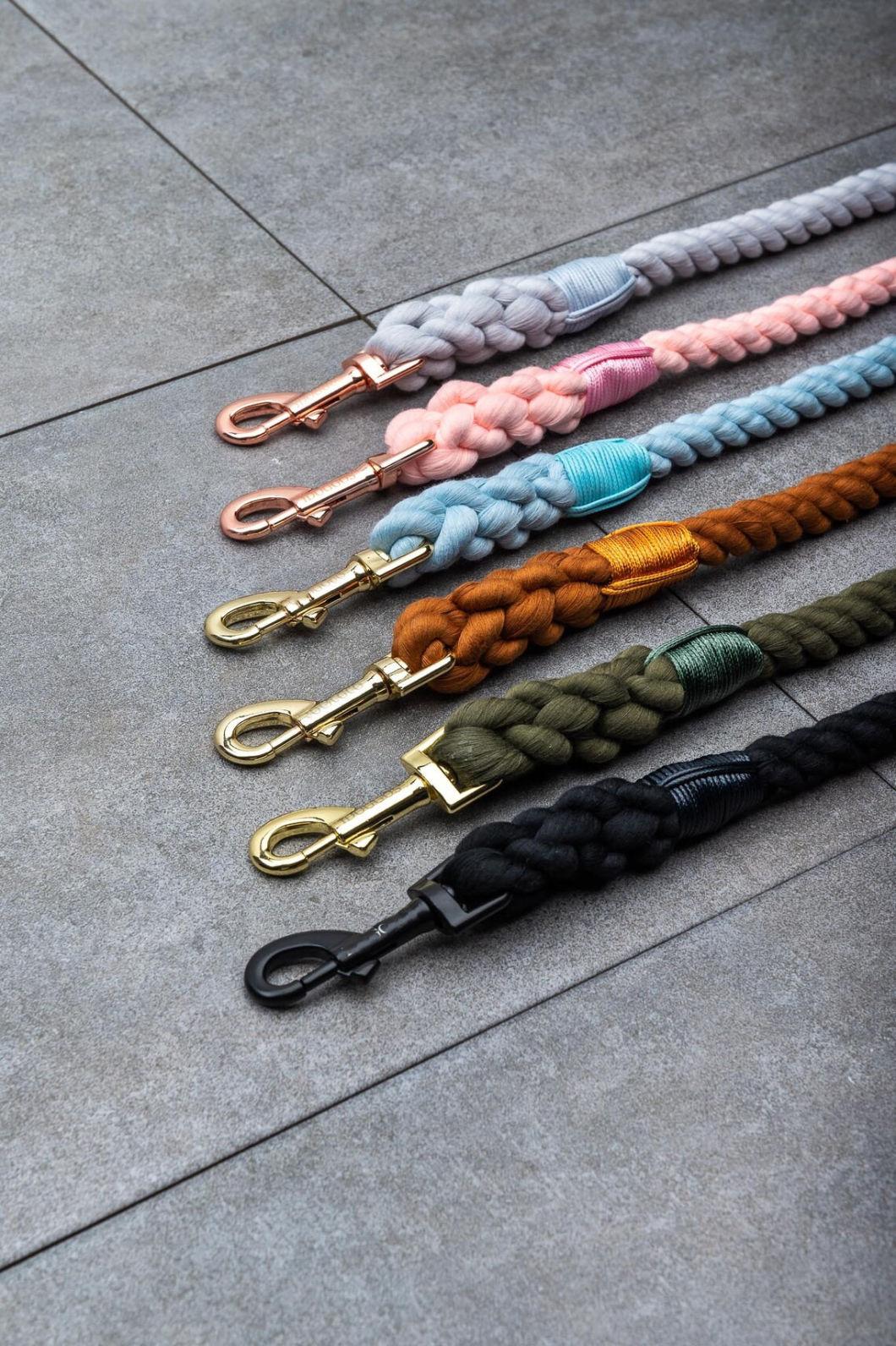 Braided Cotton Rope Leash with Heavy Duty Metal Sturdy Clasp