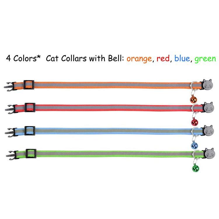 Adjustable Nylon Reflective Cat Dog Collar with Bell