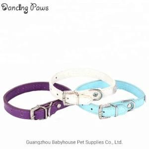 Hot Selling Fashion Design Multicolor Flexible Leather Luxury Jewels Pet Dog Collar