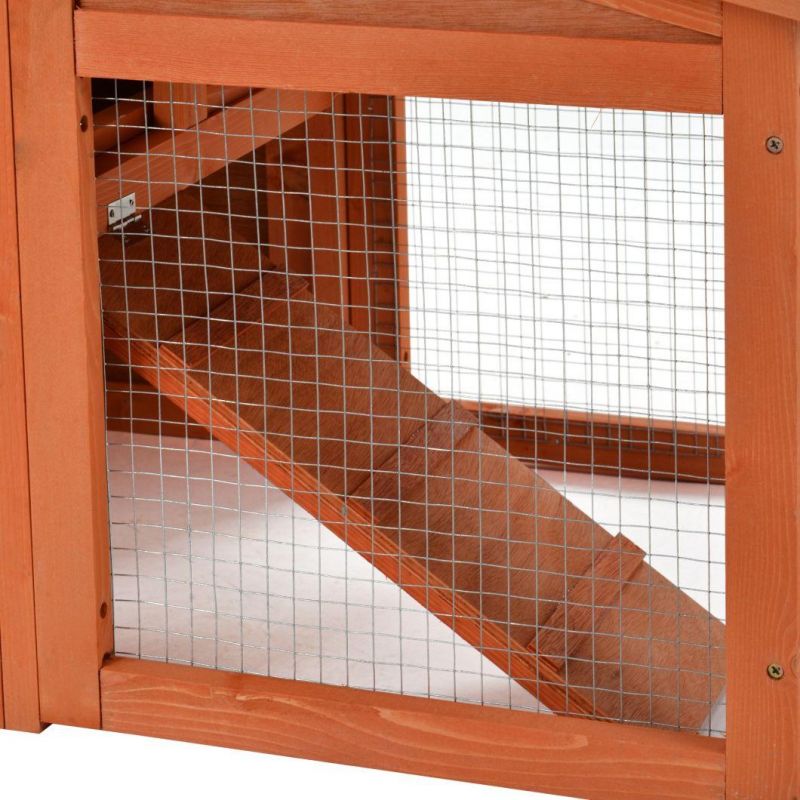 70 Inch Wood Dog Cage Outdoor Pet House for Small Animals with 2 Run Play Area