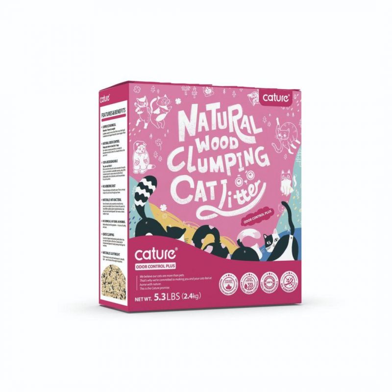 Natural Biodegradable and Flushable Wood Clumping Cat Litter with Activated Carbon Better Odor Control