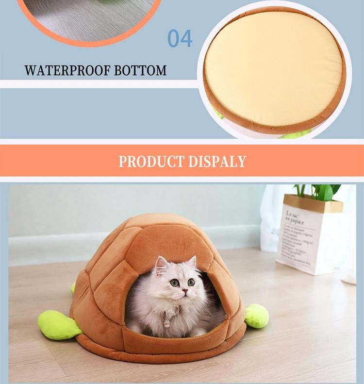 New Style Cute Semi-Closed Pet Beds Soft Comfortable and Warm Tortoise Shell Cat Bed House