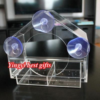 Acrylic Window Bird Feeder with 3 Super Strong Suction Cup Removable Seed Tray