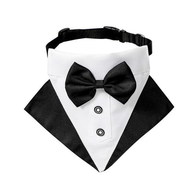 Dog Tuxedo Bandana with Bow Tie, Pet Costume Dog Wedding Bandana Gentleman Dog Attire Party Accessories