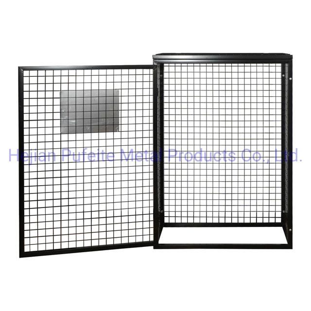 Black Powder Coated Wire Mesh Gas Cylinder Cages.