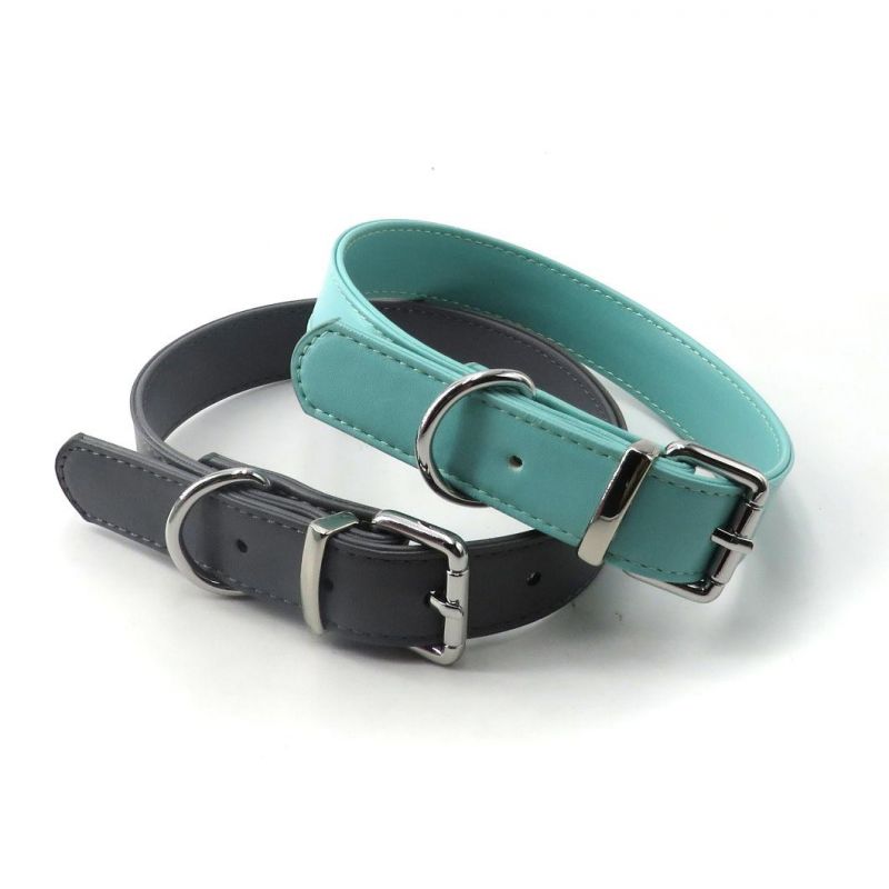 No Harsh Chemicals Zinc Alloy Hardware Basic Classic Padded Leather PU Dog Collar