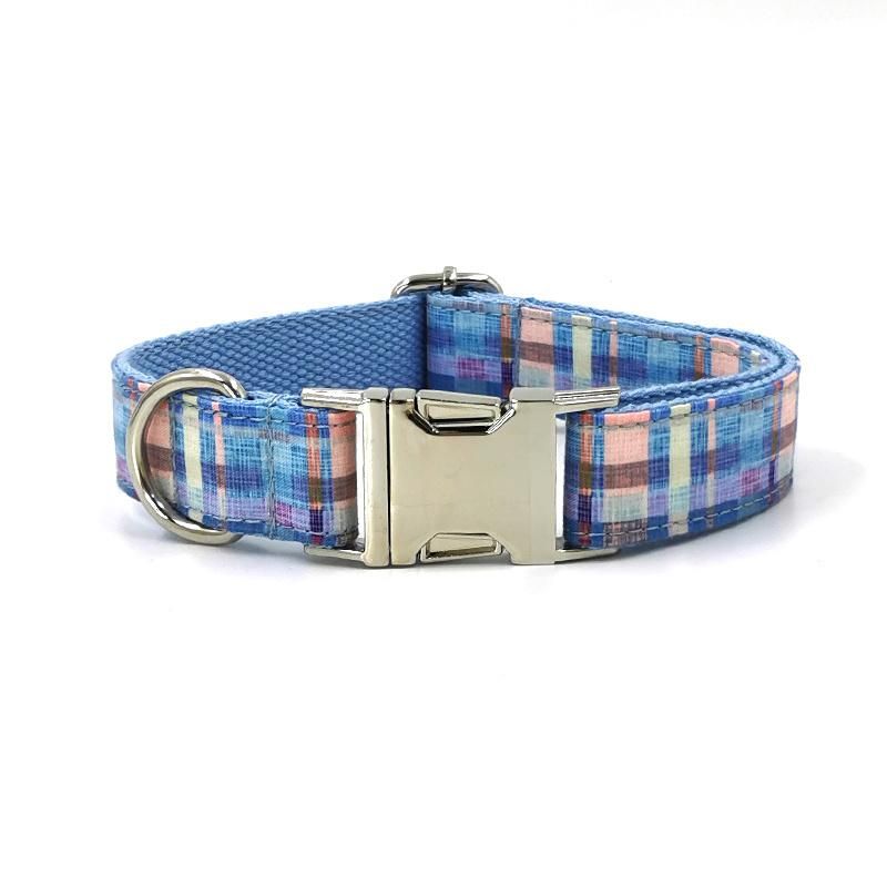 Wholesale Top Quality Breathable Adjustable Cotton Pet Collar Leash Fashion Check Classic Design Luxury Bow Tie Dog Collar Leash