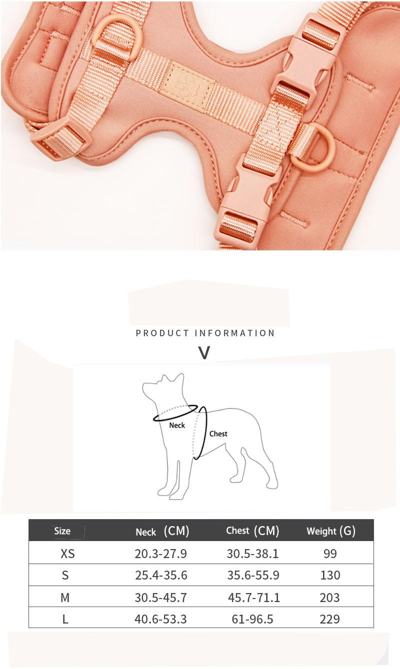 Customized Service Dog Harness with Waterproof Dog Collar Leash Set, Convenient Using Neoprene Soft Fashion Dog Harness No Pull