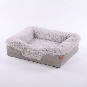 Hotsale Cute Cushion Soft Warm Colorful Long Plush Round Kennel Doughnut Dog Pet Bed