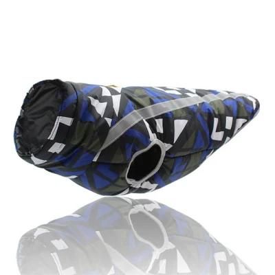 Blue Geometry Print Large Pet Coat Comfortable Warm Dog Clothes