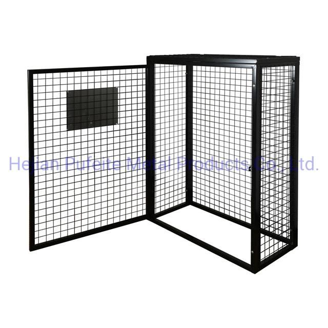 Black Powder Coated Wire Mesh Gas Cylinder Cages.