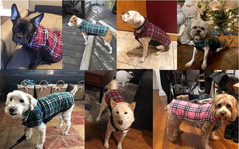 Reversible British Style Grid Pet Jacket Xmas Dog Dress 7 Colors Available