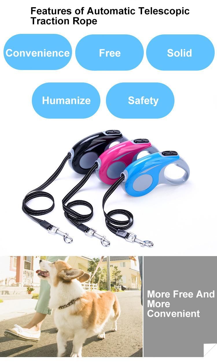 Amazon Top Seller Manufacturers 3 Meters Dog Pet Lead Leash, Adjustable Durable Auto Retractable Puppy Rope Leash for Walking