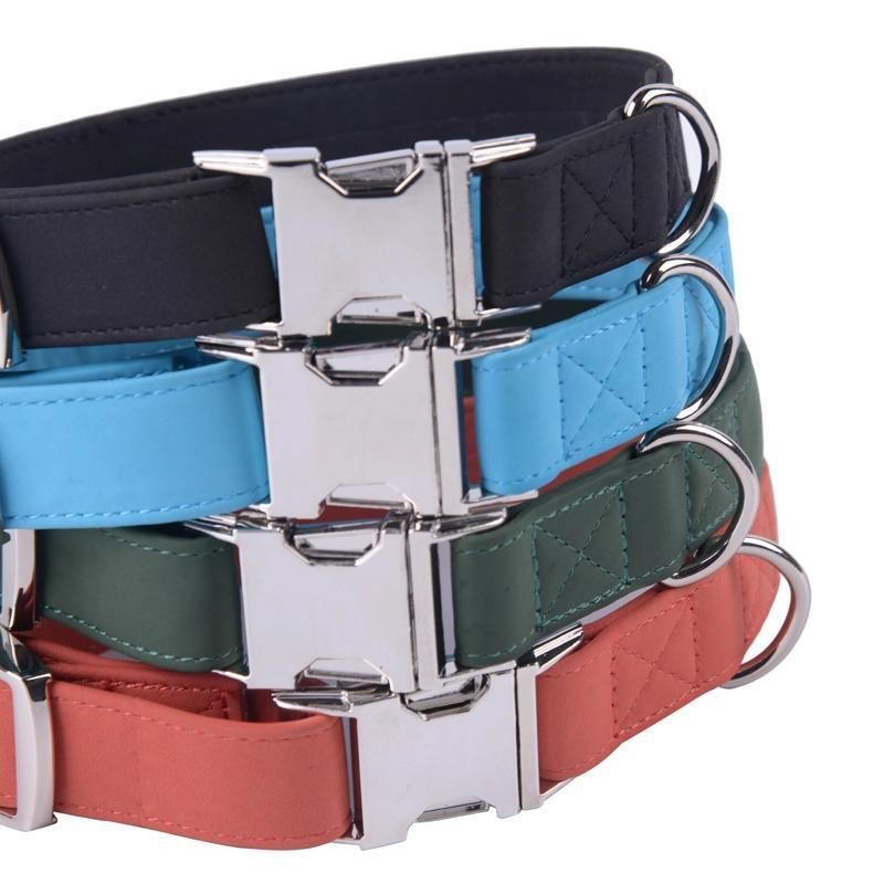 Factory Customized Durable Waterproof Classical Luxury PU Leather Dog Training Collars with Quick Release Buckle