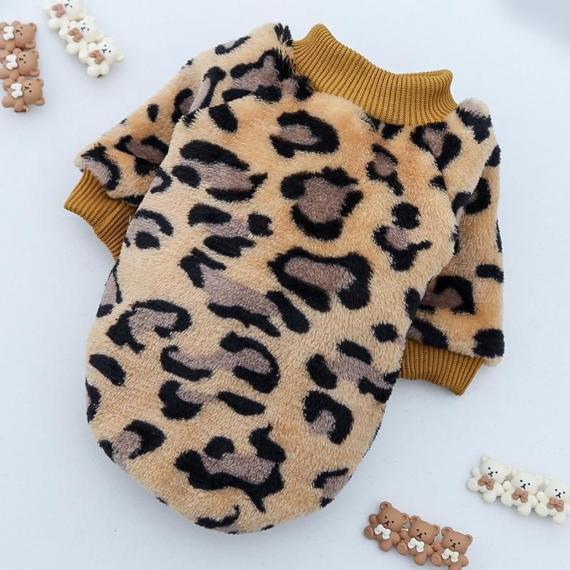 Fashion Leoopard Fleece Warm Coat Dog Accessories Apparel Pet Clothes