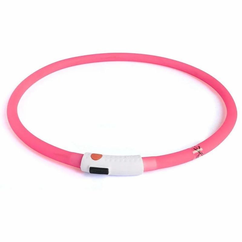 Safety Silicone LED Dog Collar USB Rechargeable Pet Collar with Water Resistant and Adjustable Light up Collars for All Dog Sizes