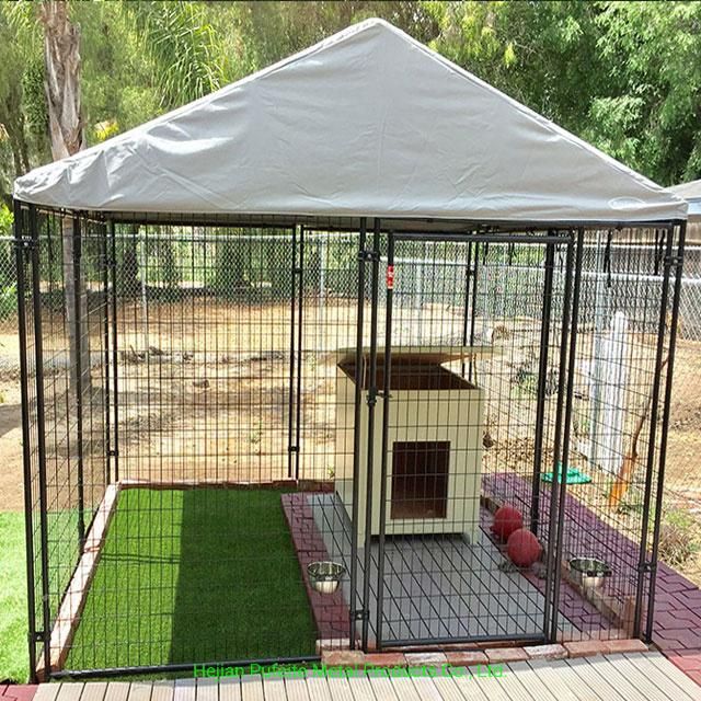 Cabin Combination Dog House Full Enclosed Wire Mesh Dog Kennel