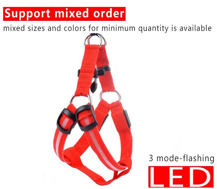 Pet Supplies Dog Accessories Rechargeable Colourful LED Light Dog Harness