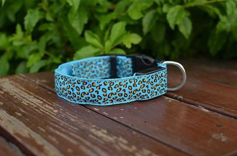 Pet Dog LED Luminous Collar Leopard Adjustable Glow Pet Collar