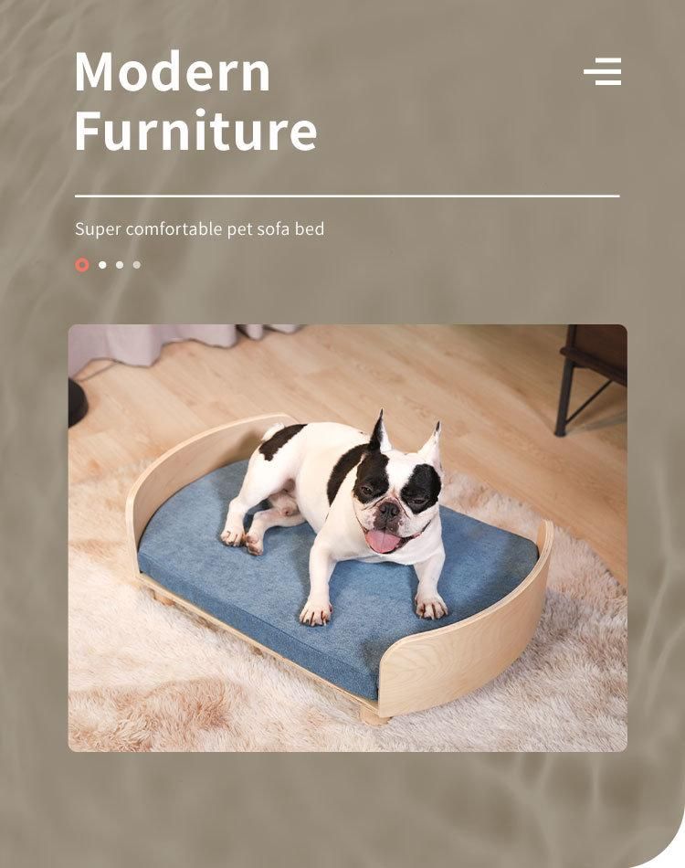 Natural Wooden Texture Cross Over Pet Sofa Beds