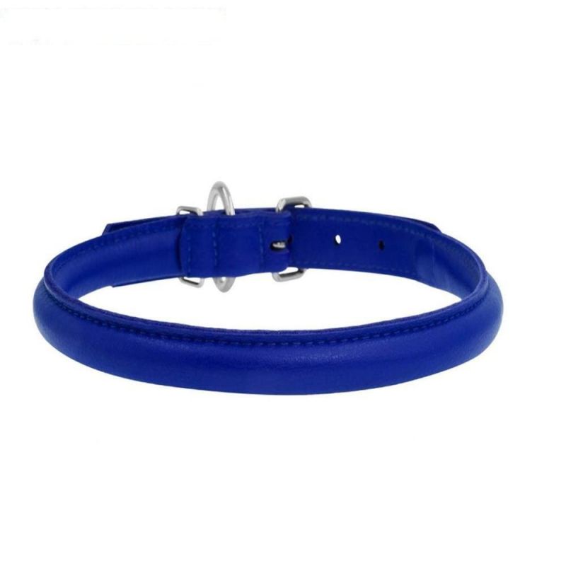 PU Leather Dog Collar with Durable Steel D-Ring and Metal Buckle