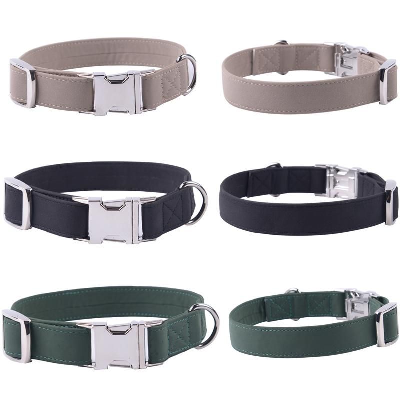 Factory Customized Durable Waterproof Classical Luxury PU Leather Dog Training Collars with Quick Release Buckle