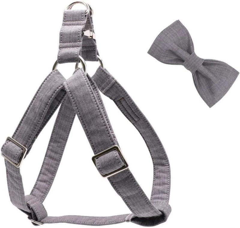 Dog Harness with Bowtie Cotton No-Pull Adjustable Pet Harness
